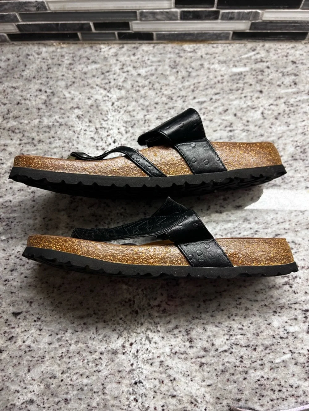 Womens Birkenstock Betula Black Leather Slide Sandals with Leaf Detail size 9 - Picture 6 of 8